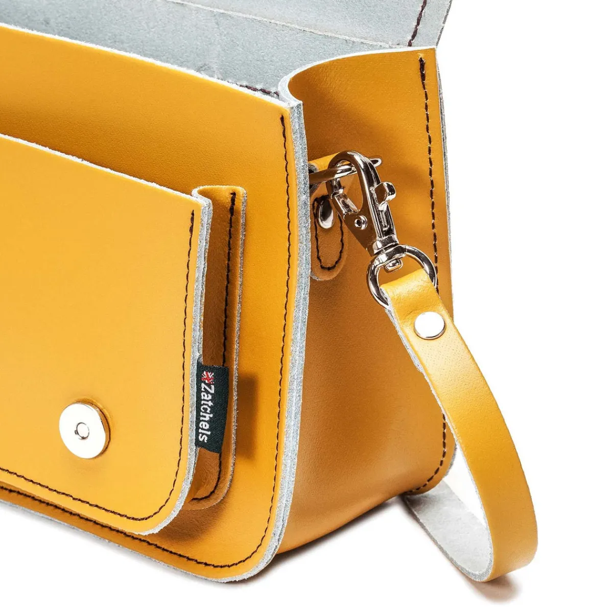 Zatchels Handmade Leather Micro Satchel - Yellow Ochre><noscript><img width=
