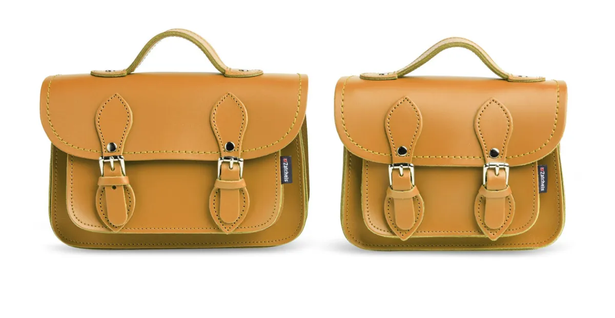Zatchels Handmade Leather Micro Satchel - Yellow Ochre><noscript><img width=