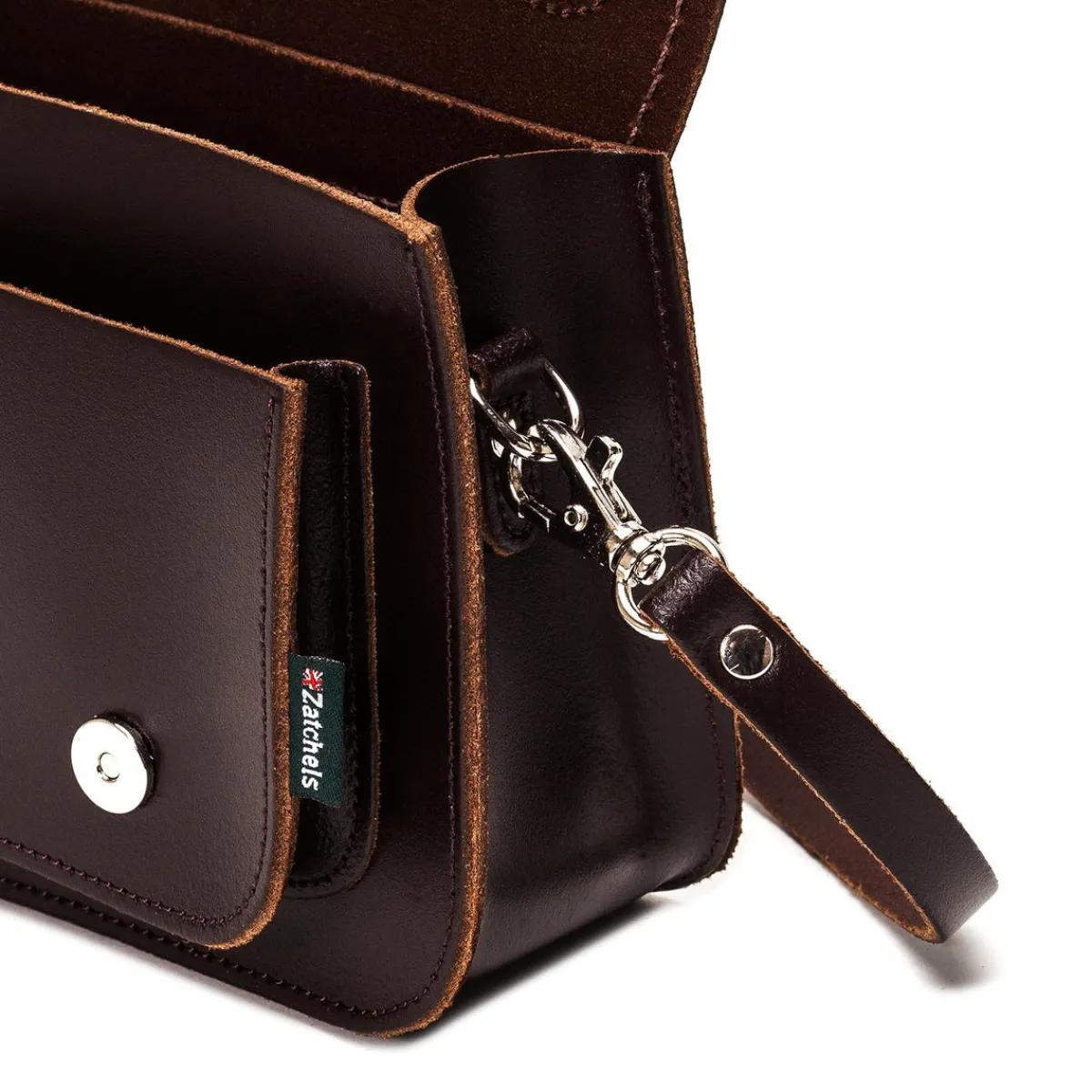 Zatchels Handmade Leather Micro Satchel - Dark Brown><noscript><img width=