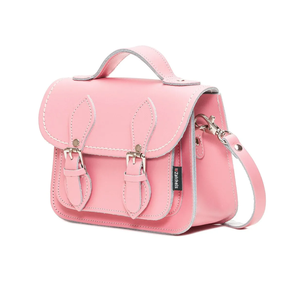 Zatchels Handmade Leather Micro Satchel - Pastel Pink>Women Small Satchels|Micro Satchels
