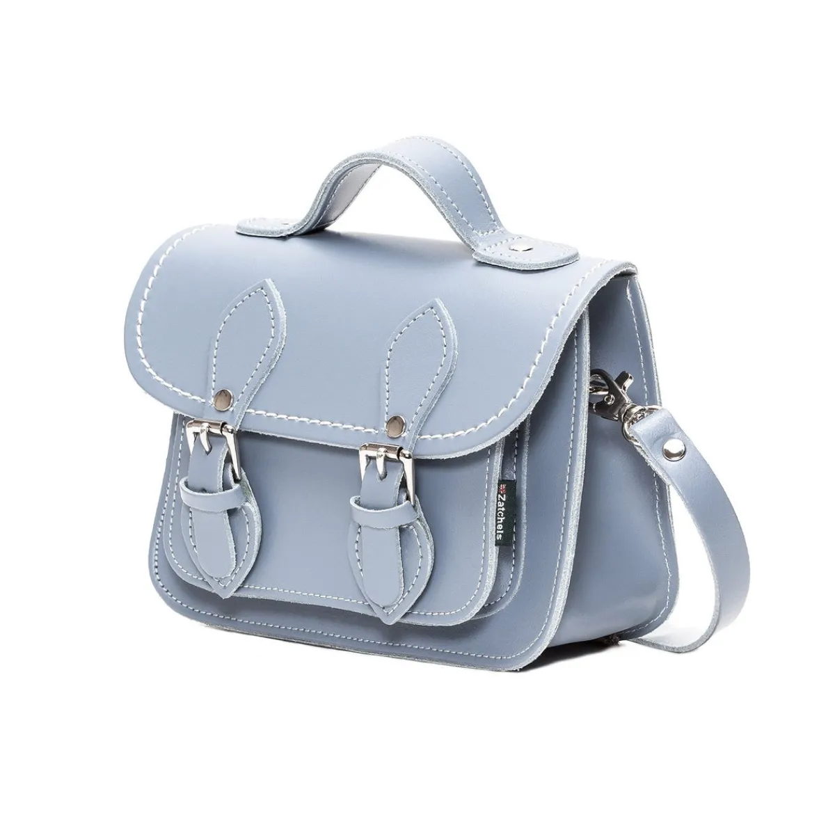 Zatchels Handmade Leather Micro Satchel - Lilac Grey><noscript><img width=