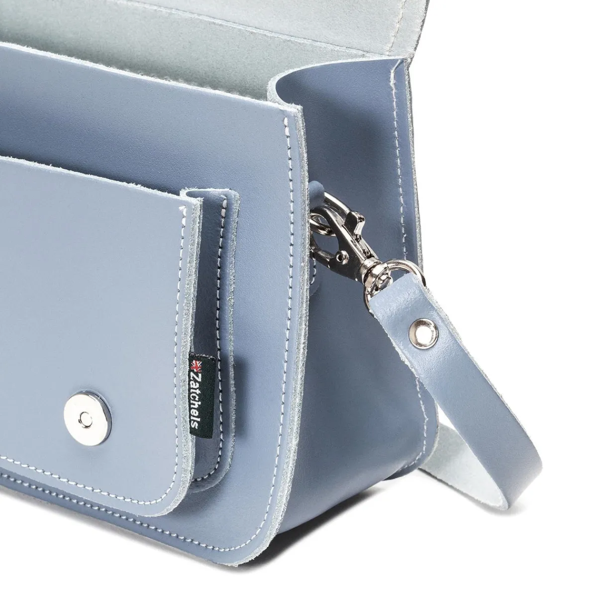 Zatchels Handmade Leather Micro Satchel - Lilac Grey><noscript><img width=