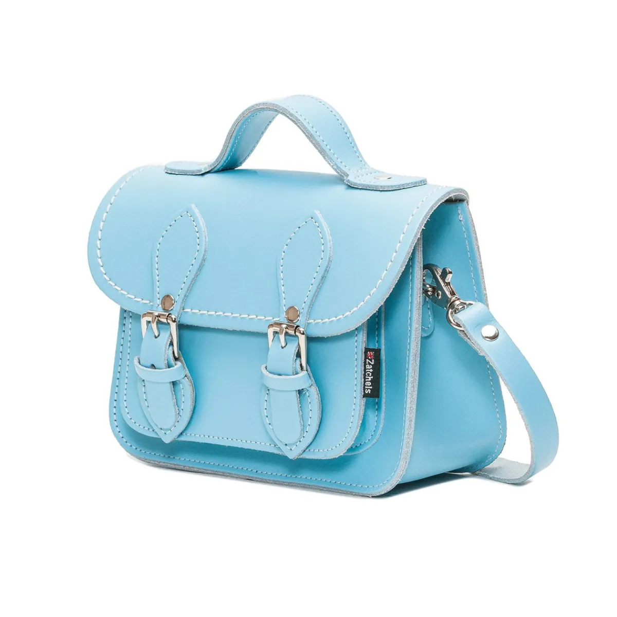 Zatchels Handmade Leather Micro Satchel - Pastel Baby Blue>Women Small Satchels|Micro Satchels