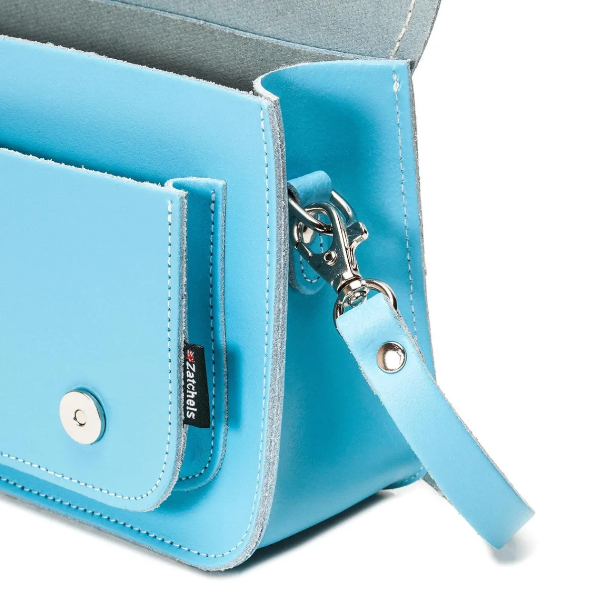 Zatchels Handmade Leather Micro Satchel - Pastel Baby Blue><noscript><img width=