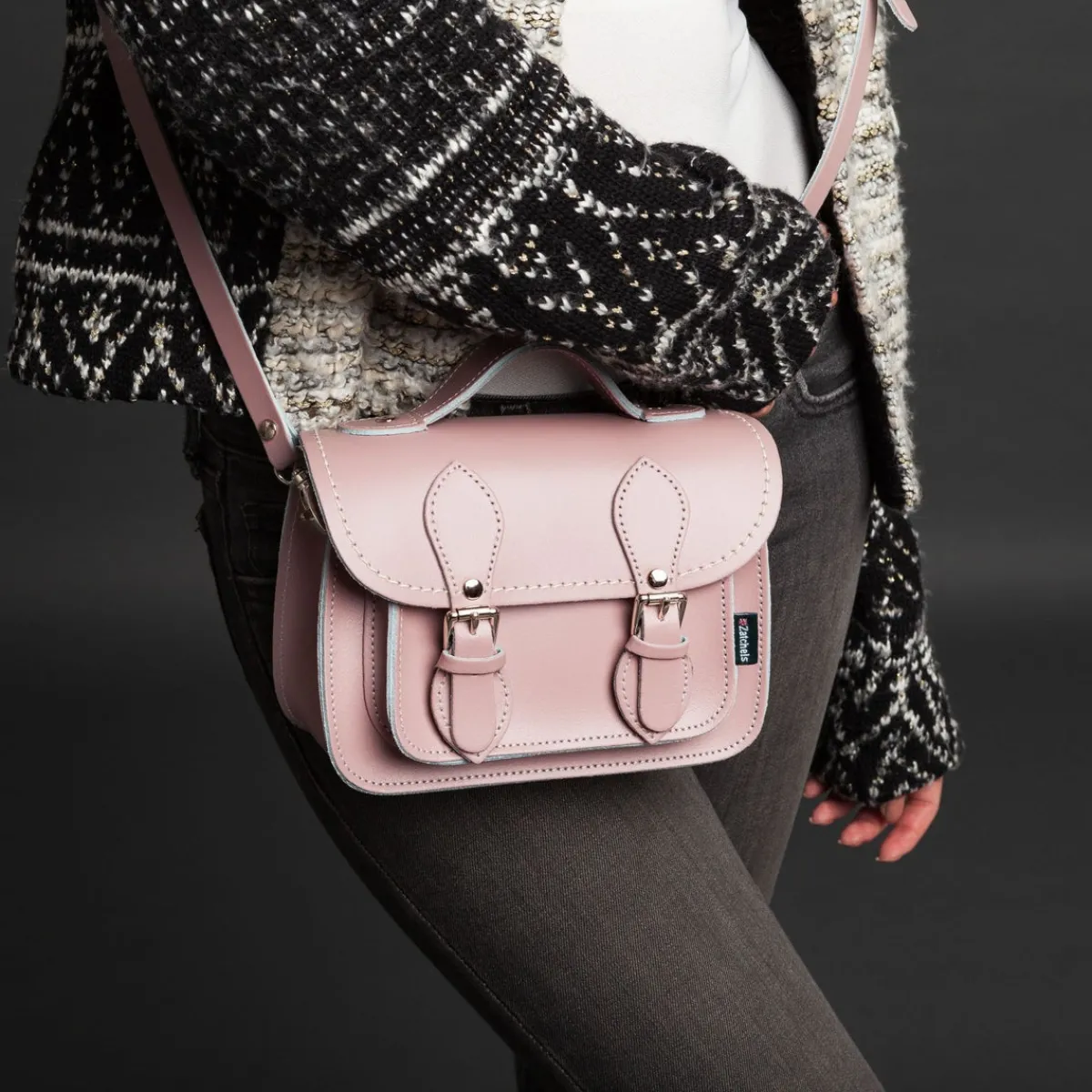 Zatchels Handmade Leather Micro Satchel - Pastel Baby Blue><noscript><img width=
