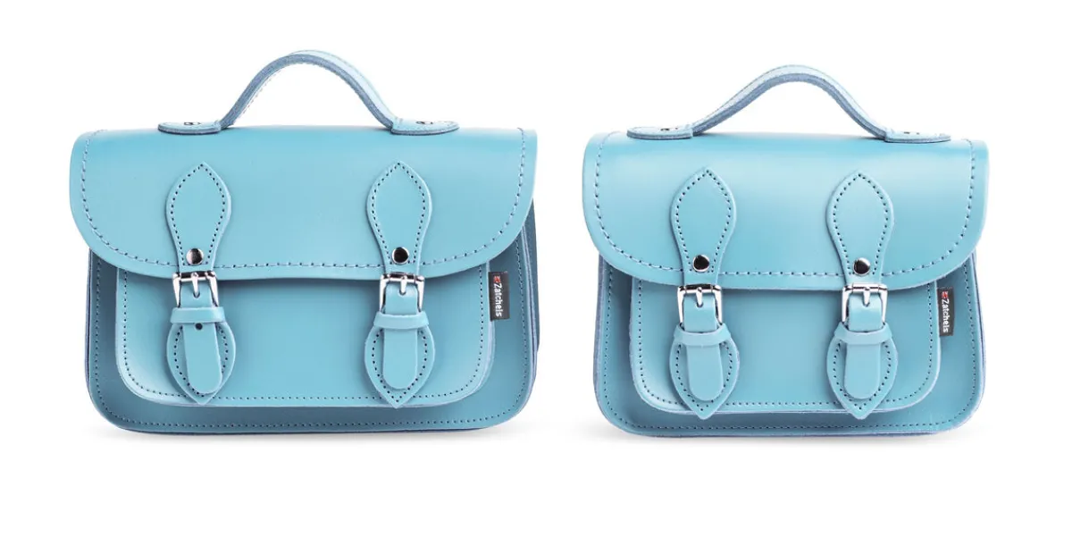 Zatchels Handmade Leather Micro Satchel - Pastel Baby Blue><noscript><img width=