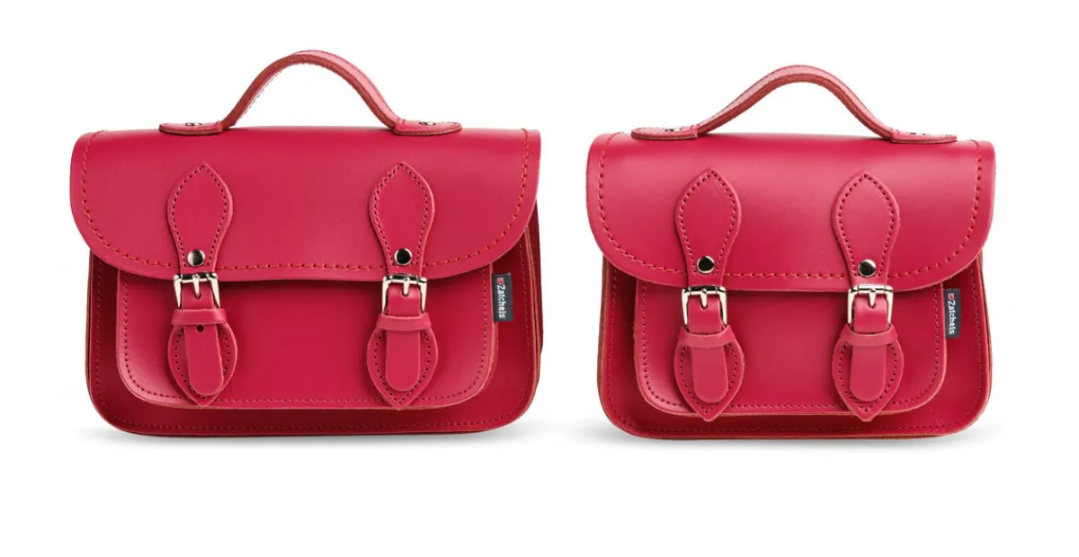 Zatchels Handmade Leather Micro Satchel - Magenta><noscript><img width=