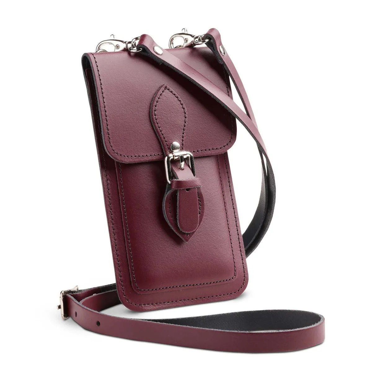 Zatchels Handmade Leather Mobile Phone Pouch Plus - Marsala Red>Women Phone Bags|Men's Phone Bags