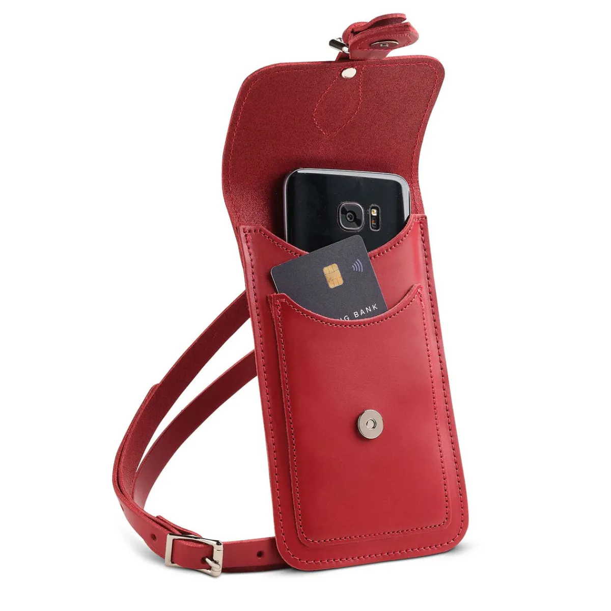 Zatchels Handmade Leather Mobile Phone Pouch Plus - Red><noscript><img width=