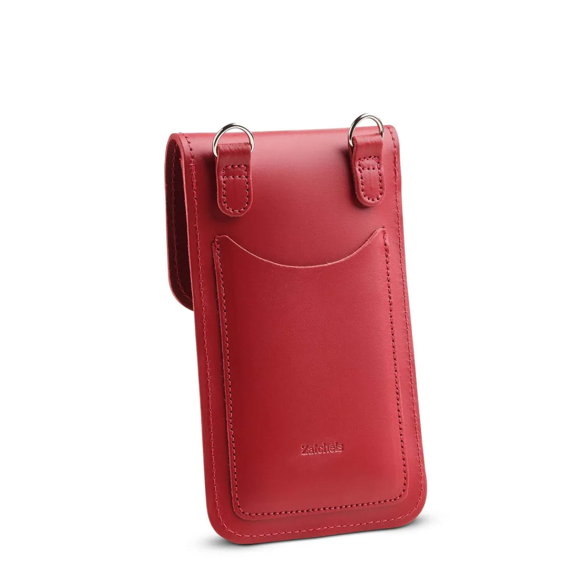 Zatchels Handmade Leather Mobile Phone Pouch Plus - Red><noscript><img width=