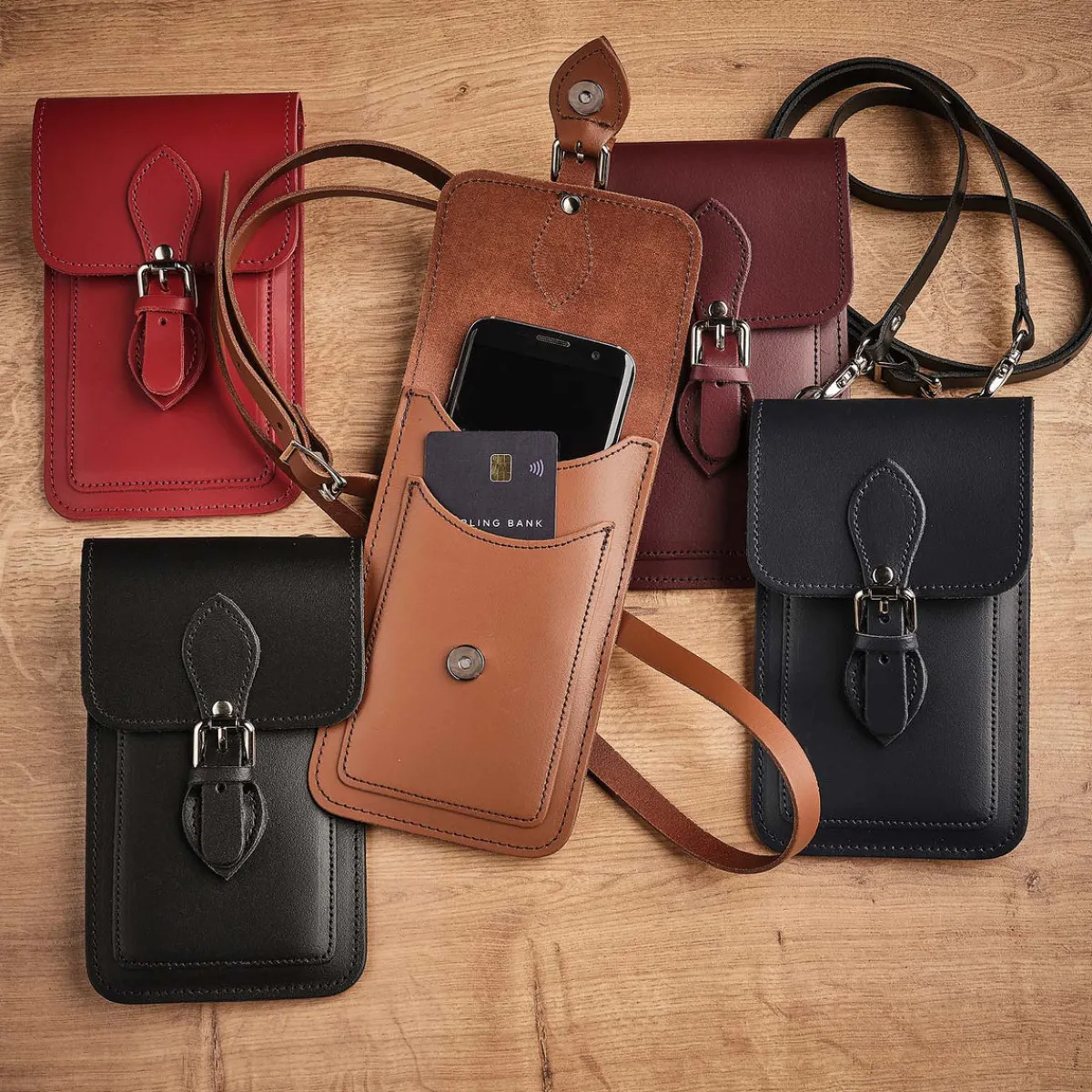 Zatchels Handmade Leather Mobile Phone Pouch Plus - Purple><noscript><img width=