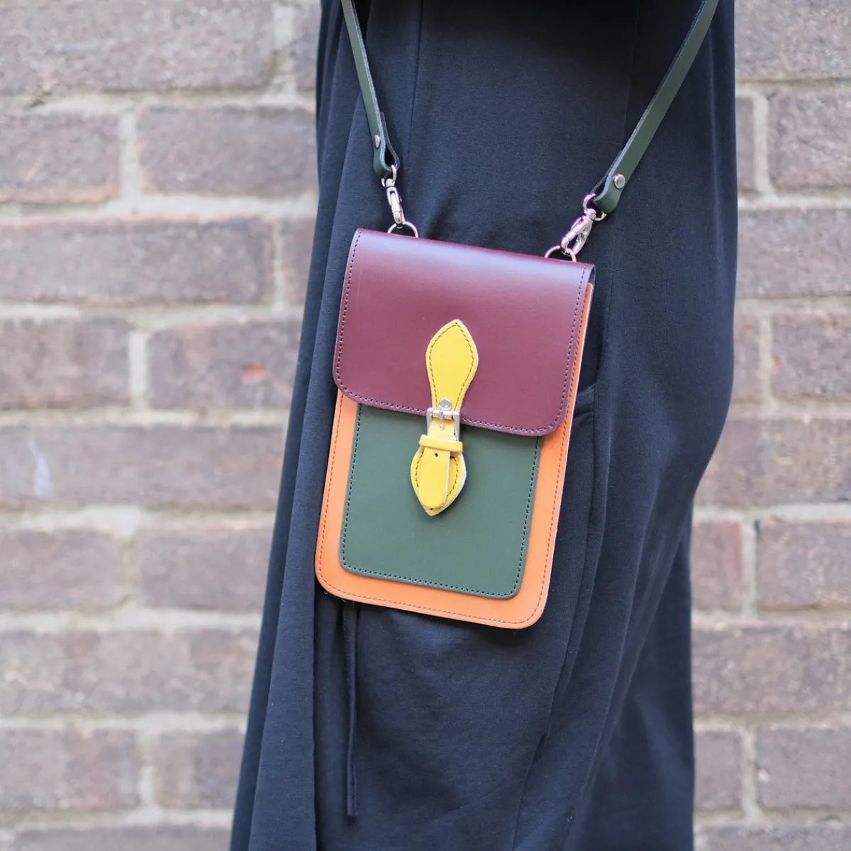 Zatchels Handmade Leather Mobile Phone Pouch Plus - Autumnal Kaleidoscope>Women Phone Bags|Men's Phone Bags