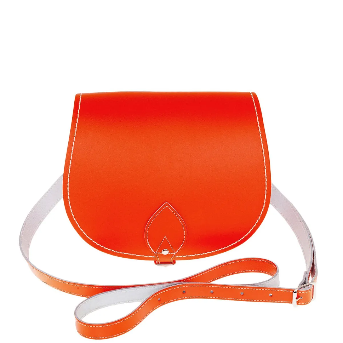 Zatchels Handmade Leather Saddle Bag - Orange>Women Saddle Bags