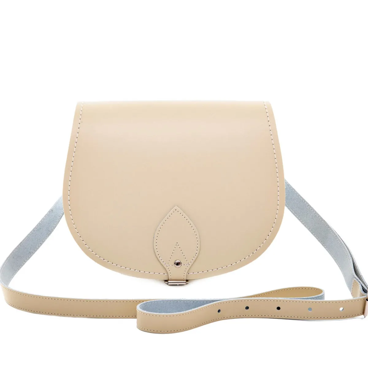 Zatchels Handmade Leather Saddle Bag - Pastel Cream>Women Saddle Bags