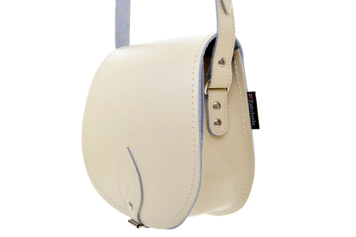 Zatchels Handmade Leather Saddle Bag - Pastel Cream>Women Saddle Bags