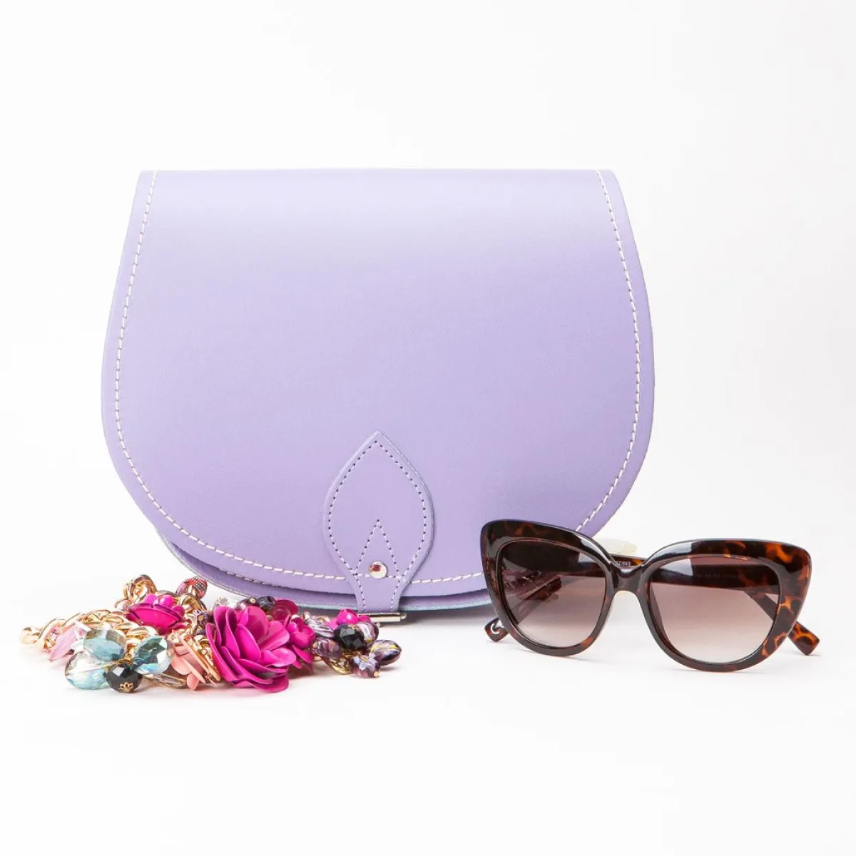 Zatchels Handmade Leather Saddle Bag - Pastel Violet><noscript><img width=