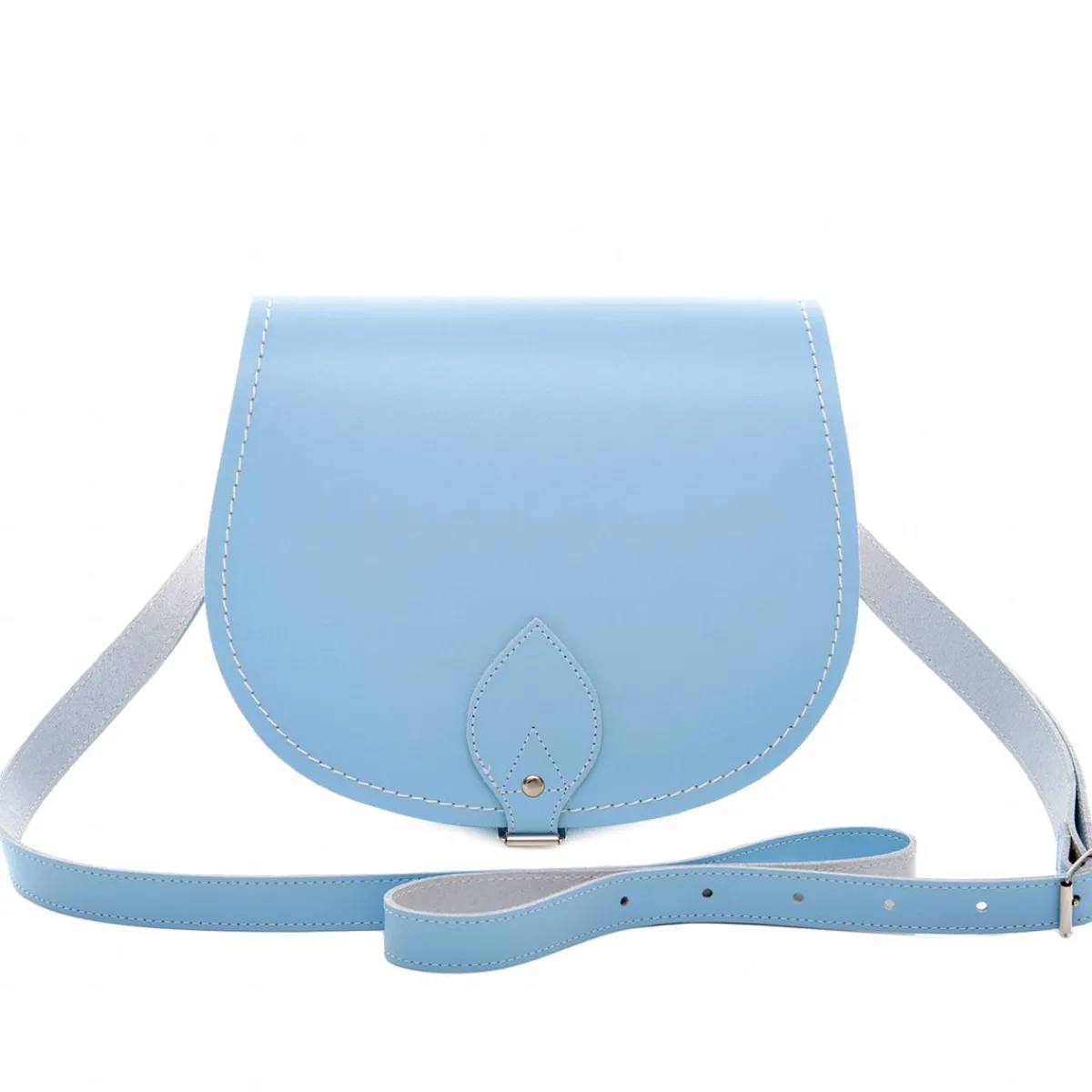 Zatchels Handmade Leather Saddle Bag - Pastel Baby Blue>Women Saddle Bags