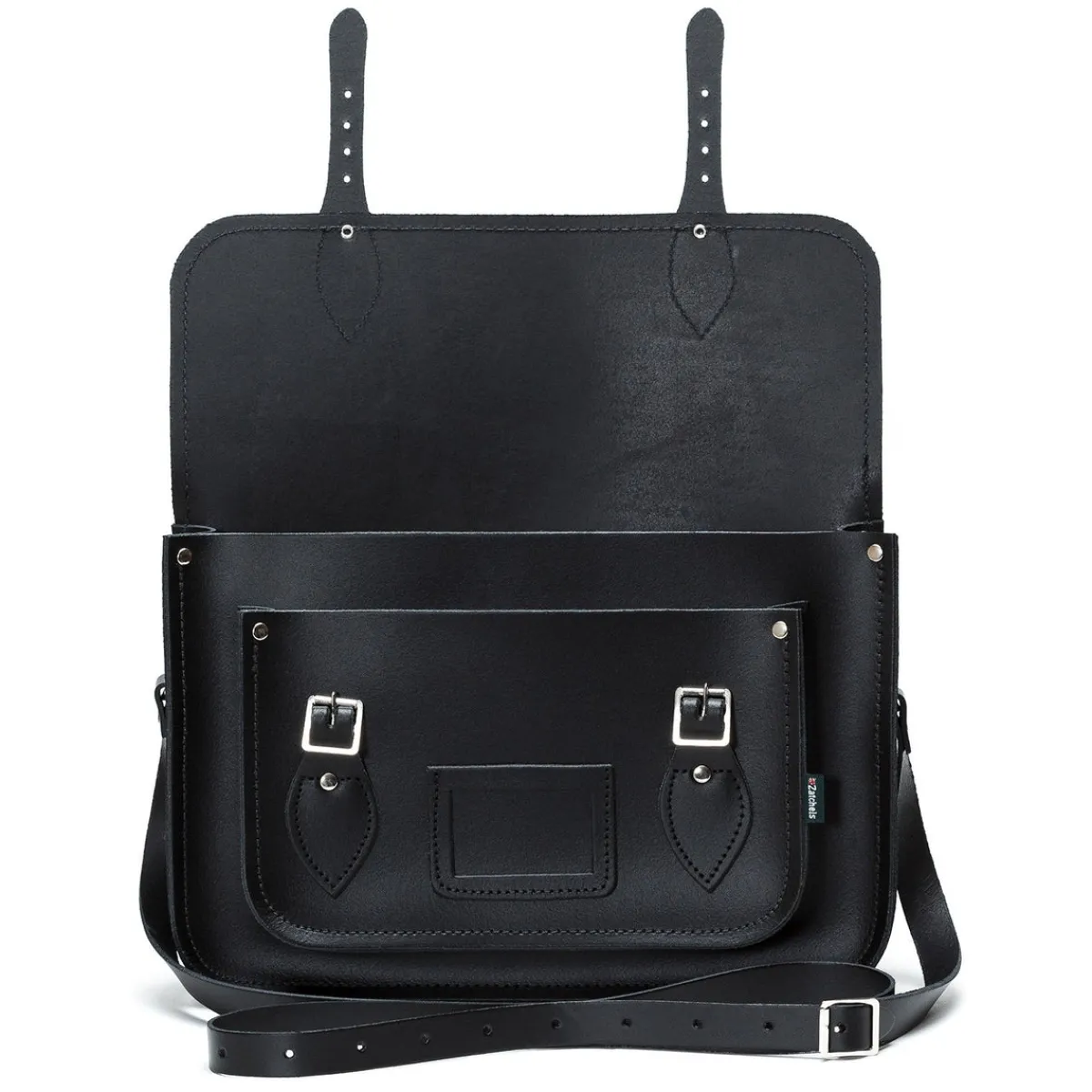 Zatchels Handmade Leather Satchel - Black><noscript><img width=