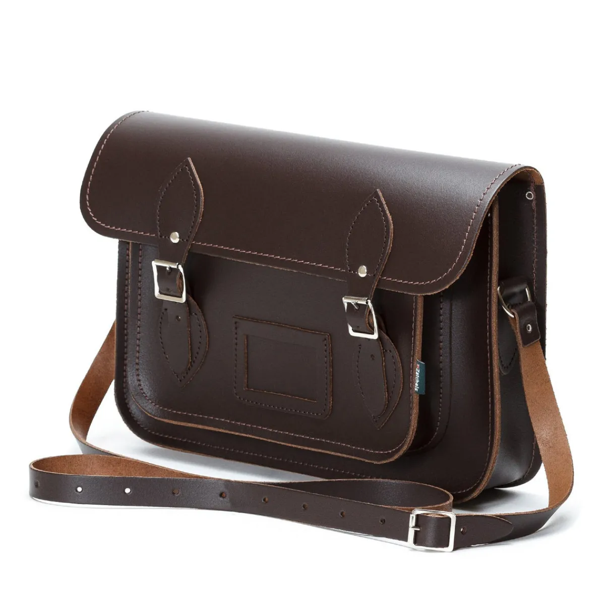 Zatchels Handmade Leather Satchel - Dark Brown><noscript><img width=
