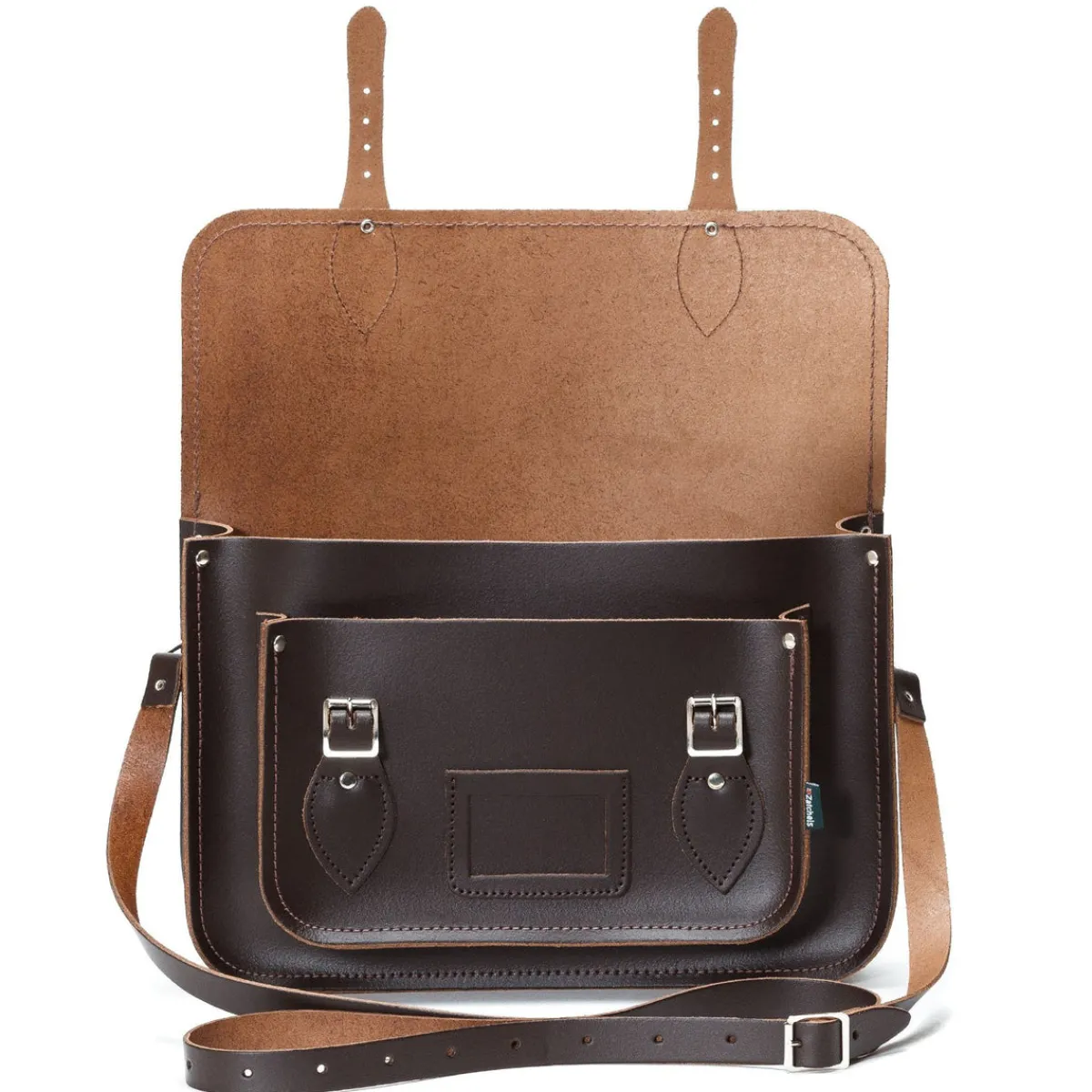 Zatchels Handmade Leather Satchel - Dark Brown><noscript><img width=