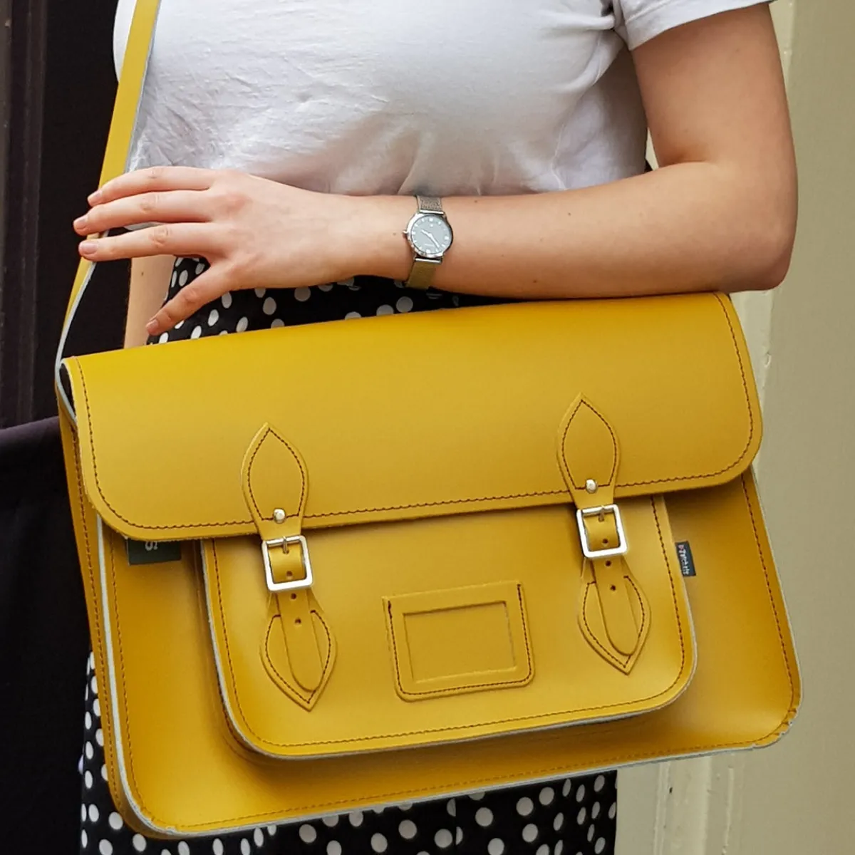 Zatchels Handmade Leather Satchel - Yellow Ochre><noscript><img width=