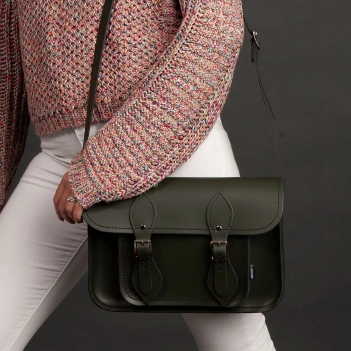 Zatchels Handmade Leather Satchel - Ivy Green><noscript><img width=