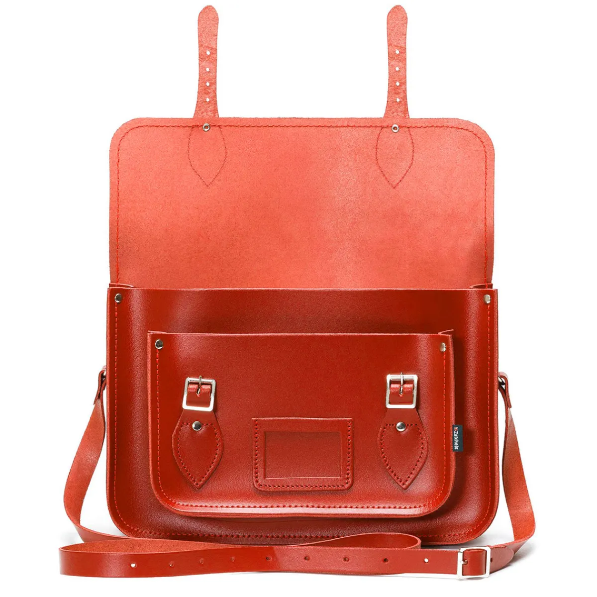 Zatchels Handmade Leather Satchel - Pillar Box Red><noscript><img width=