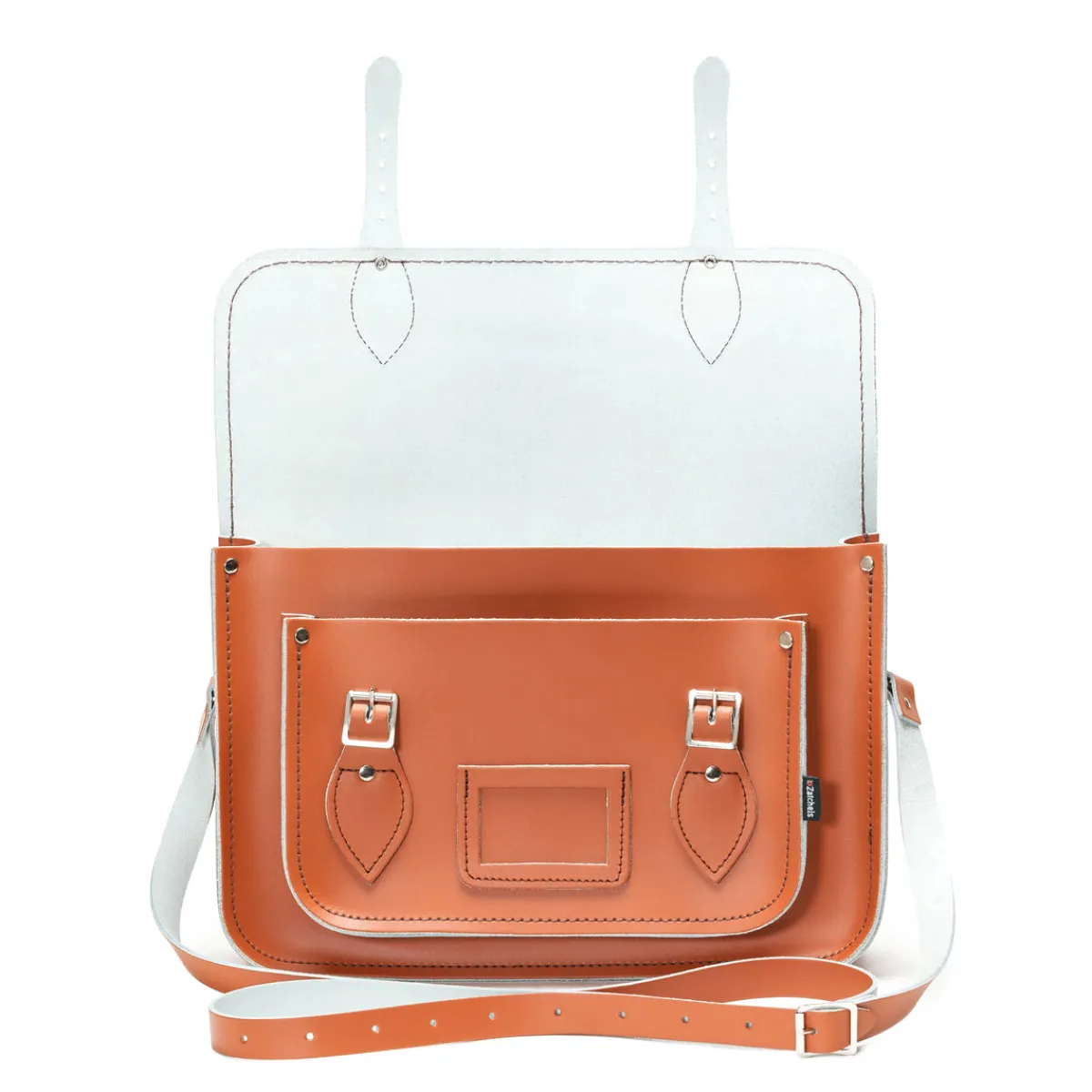 Zatchels Handmade Leather Satchel - Burnt Orange><noscript><img width=