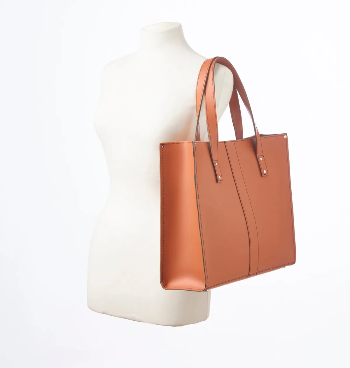 Zatchels Handmade Leather Shopper - Burnt Orange><noscript><img width=
