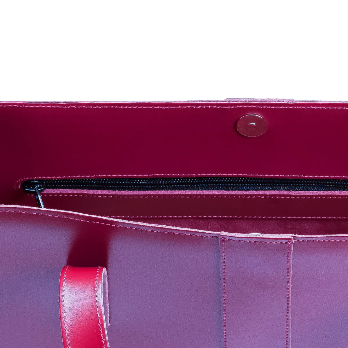 Zatchels Handmade Leather Shopper - Magenta><noscript><img width=