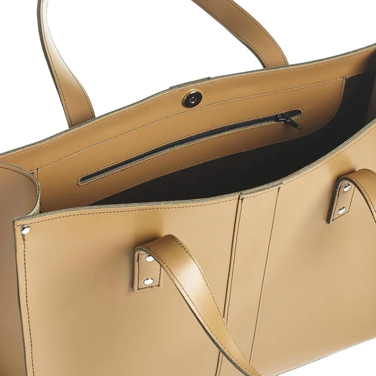 Zatchels Handmade Leather Shopper - Iced Coffee><noscript><img width=