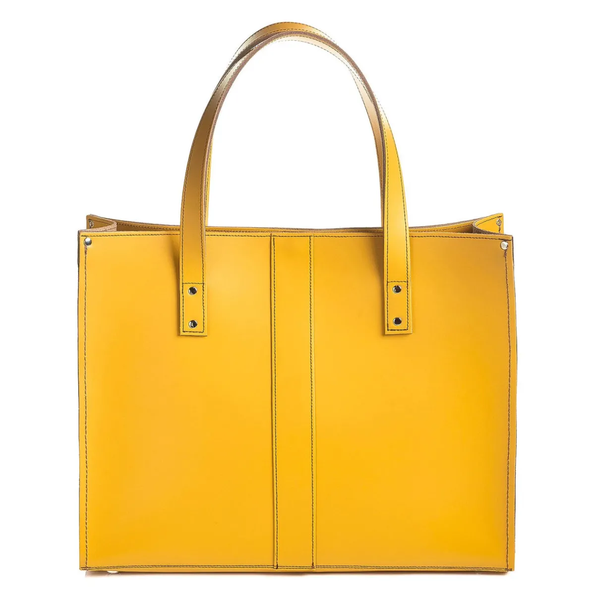 Zatchels Handmade Leather Shopper - Yellow Ochre>Women Shoppers And Tote Bags