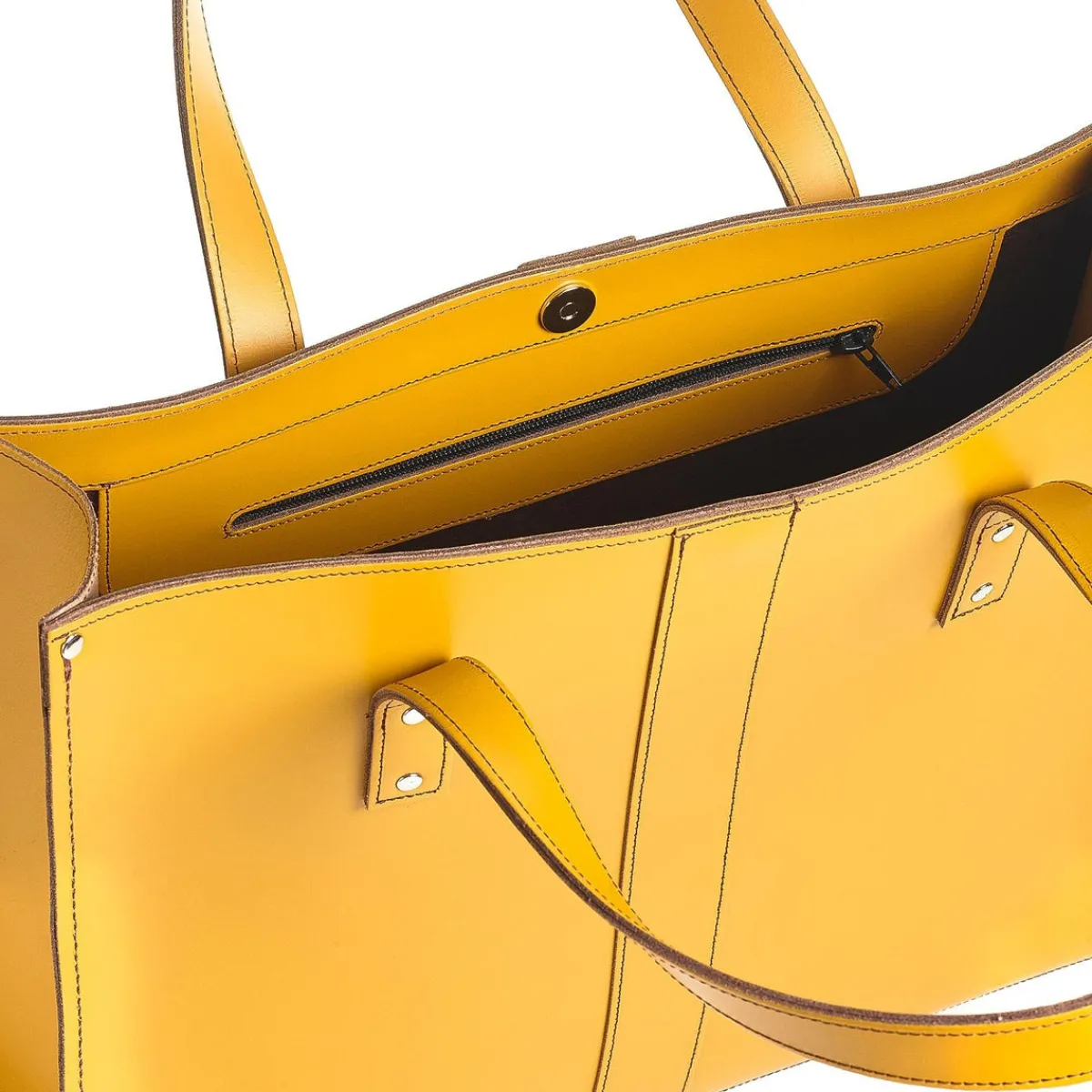 Zatchels Handmade Leather Shopper - Yellow Ochre><noscript><img width=