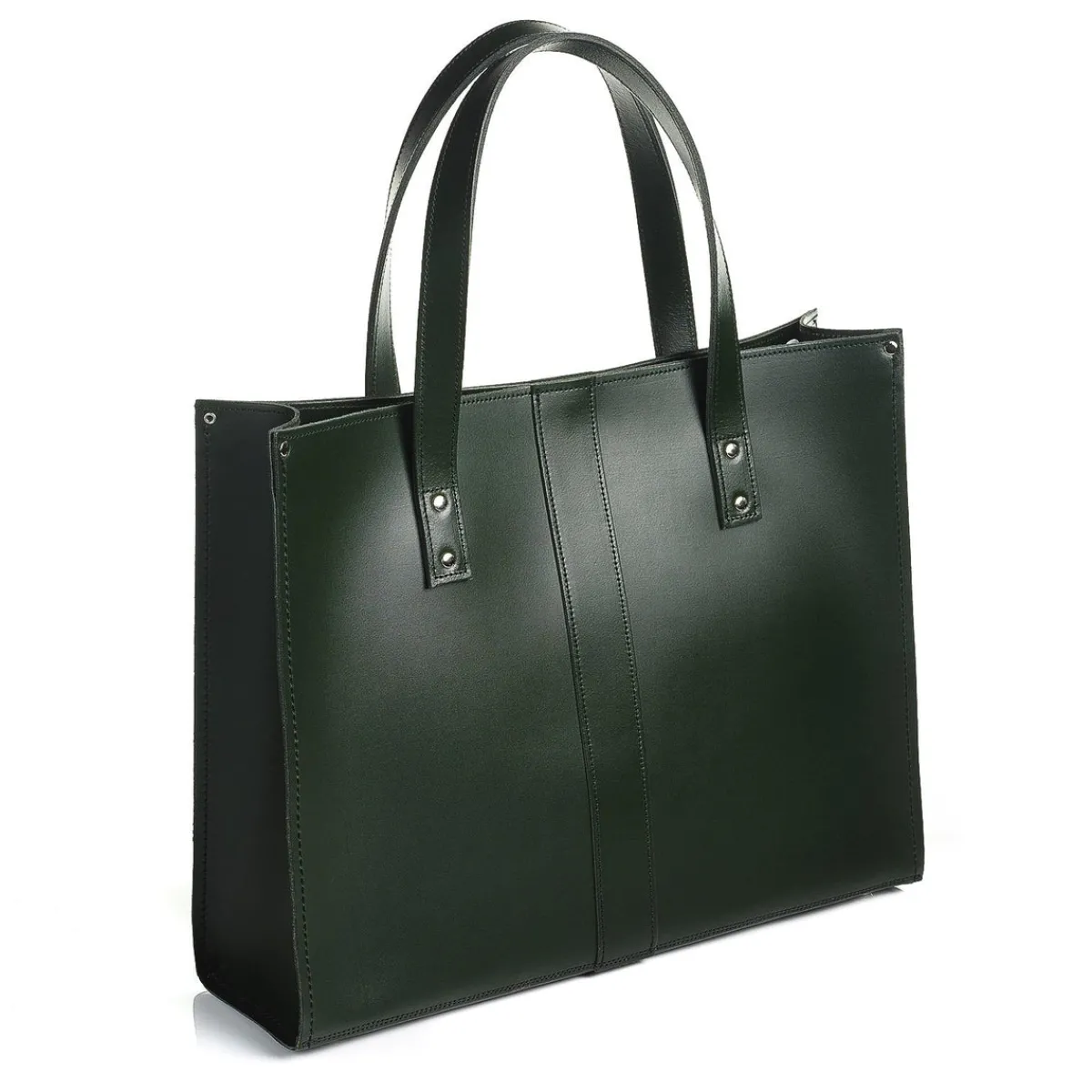 Zatchels Handmade Leather Shopper - Ivy Green>Women Shoppers And Tote Bags