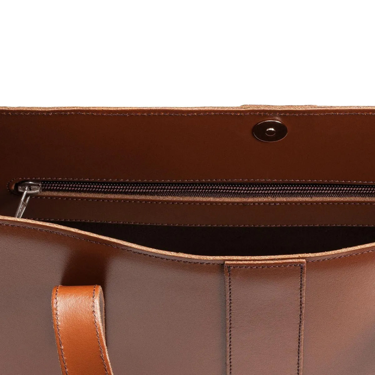 Zatchels Handmade Leather Shopper - Chestnut><noscript><img width=