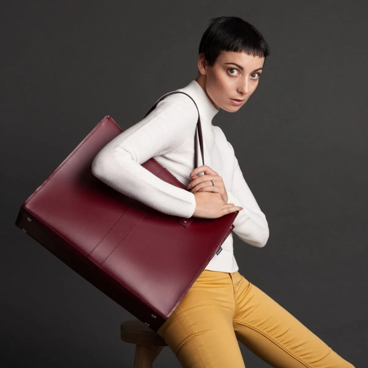 Zatchels Handmade Leather Shopper - Chestnut><noscript><img width=