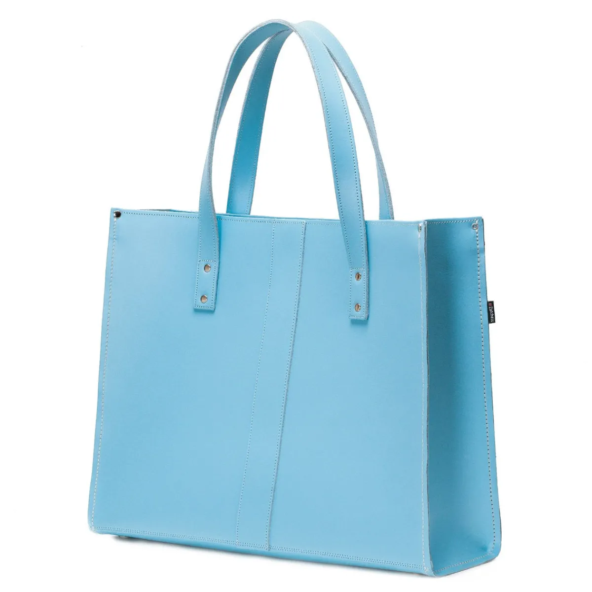 Zatchels Handmade Leather Shopper - Pastel Baby Blue>Women Shoppers And Tote Bags
