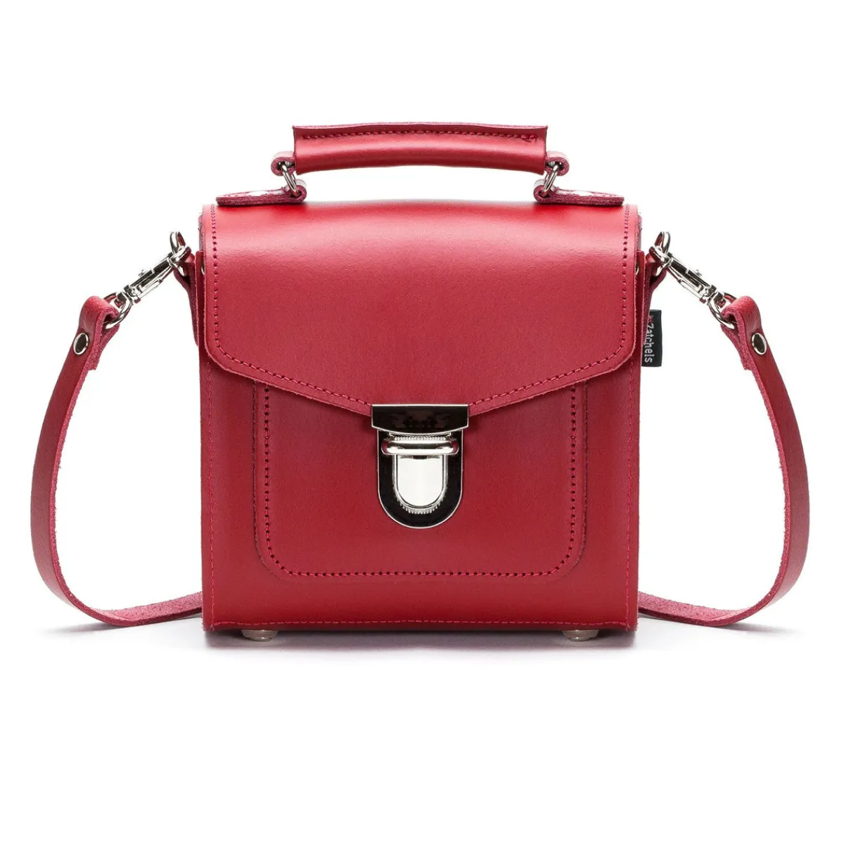 Zatchels Handmade Leather Sugarcube Handbag - Red>Women Cross Body Bags|Sugarcubes