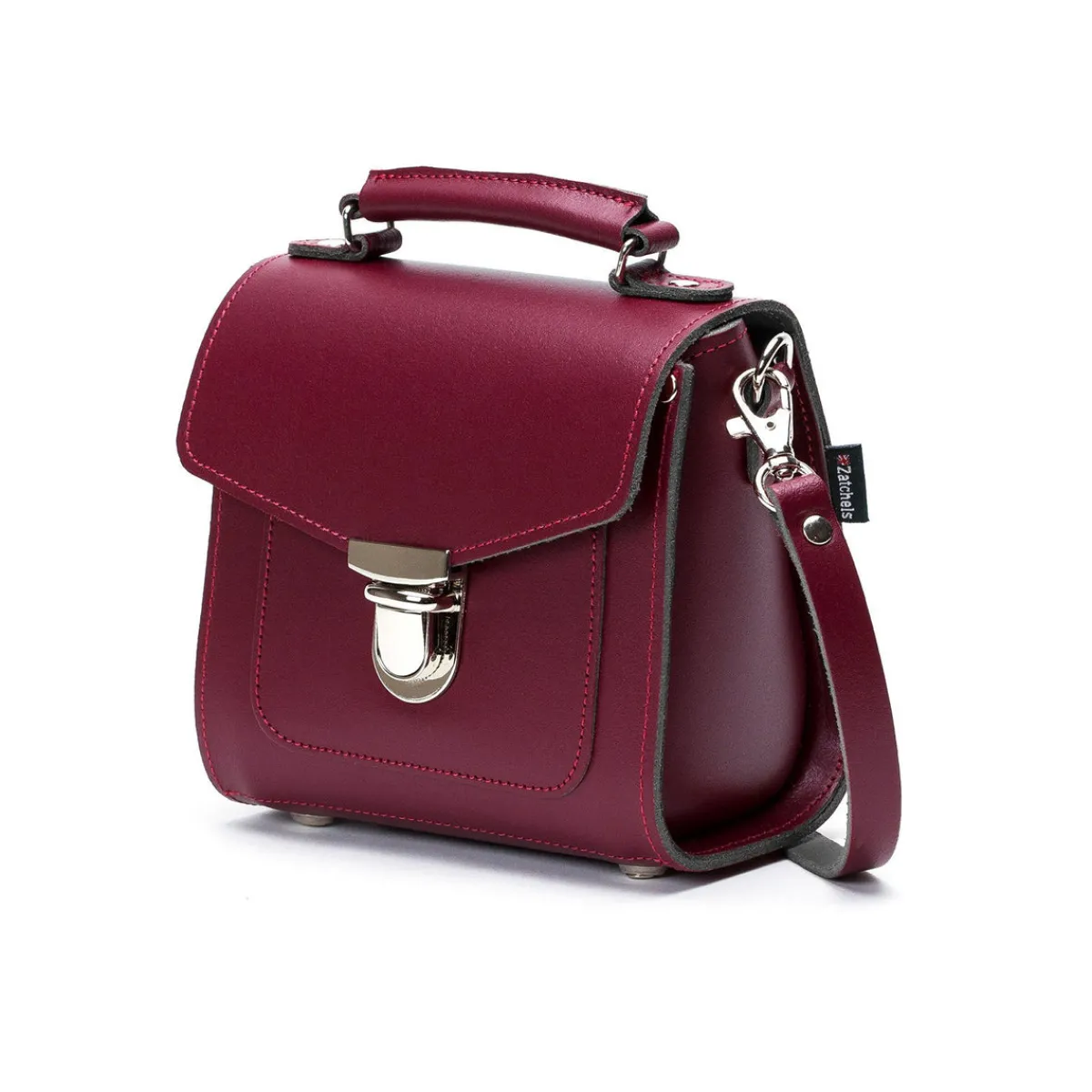 Zatchels Handmade Leather Sugarcube Handbag - Oxblood>Women Cross Body Bags|Sugarcubes