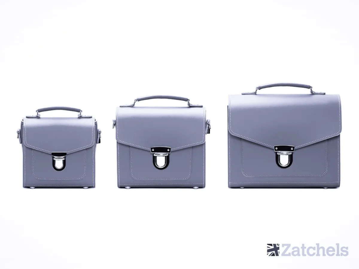 Zatchels Handmade Leather Sugarcube Handbag - Lilac Grey><noscript><img width=
