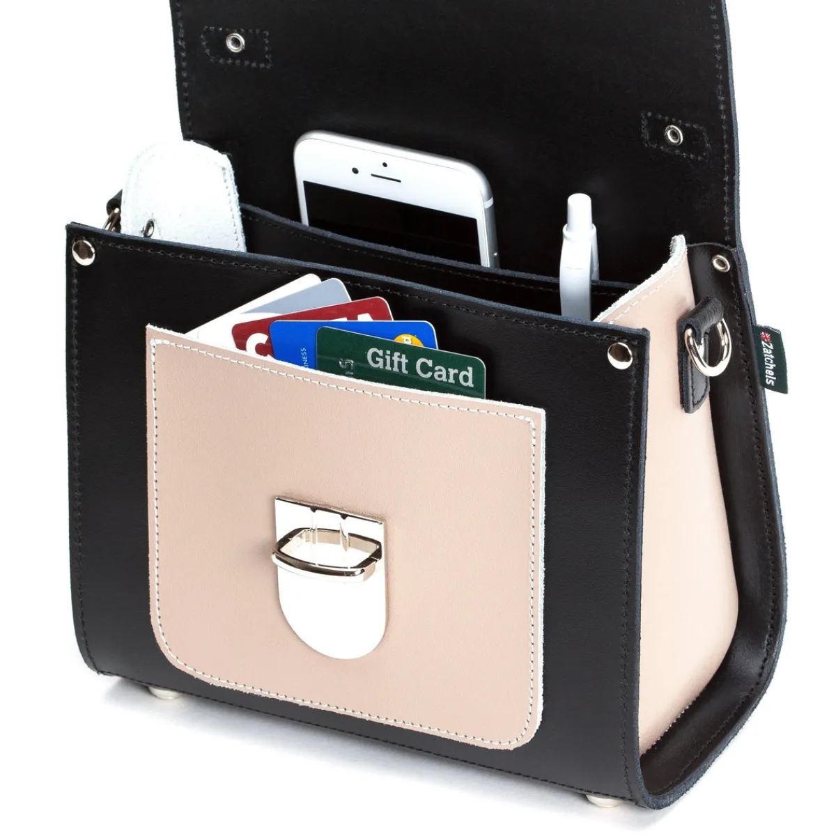 Zatchels Handmade Leather Sugarcube Handbag - Cafe Noir><noscript><img width=