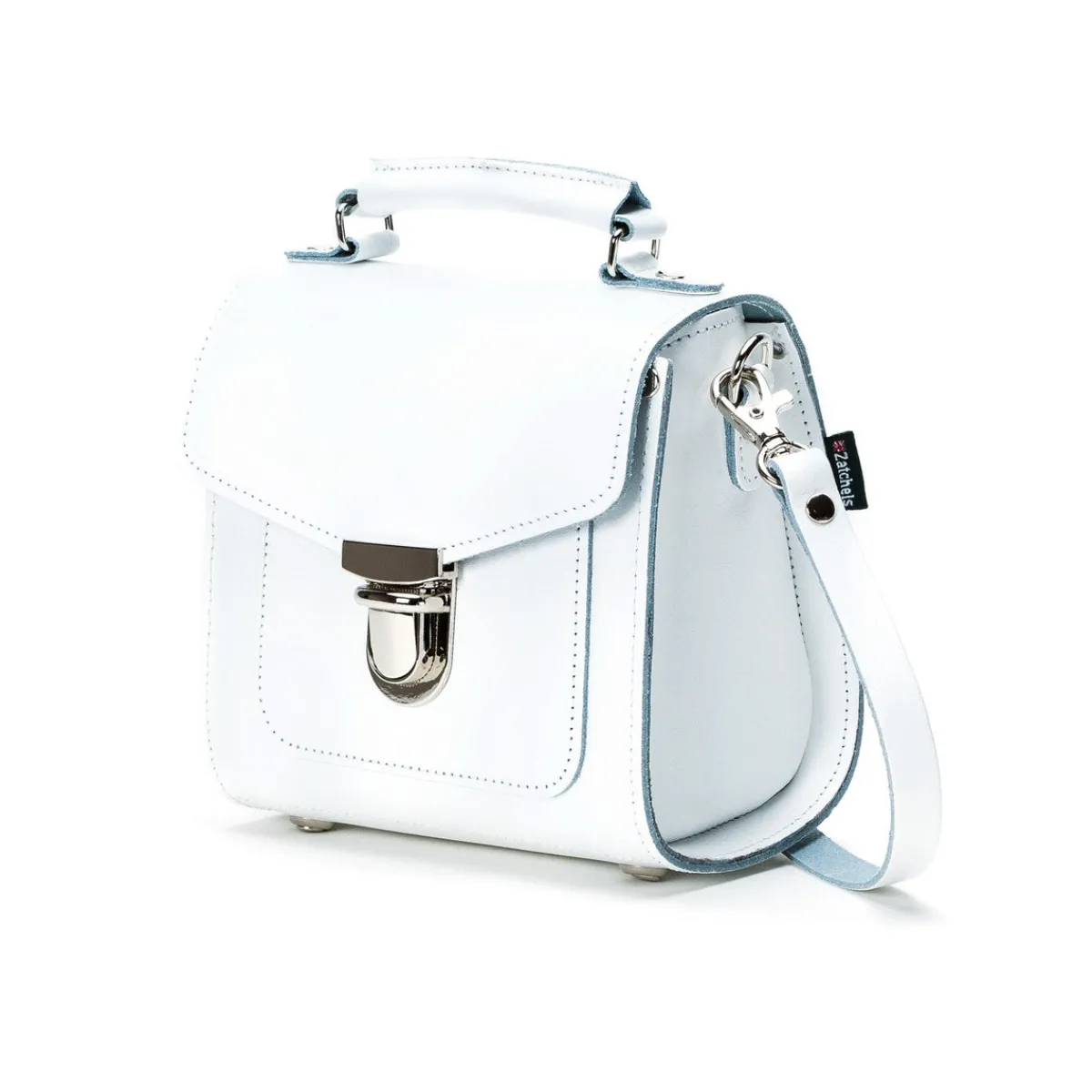 Zatchels Handmade Leather Sugarcube Handbag - White>Women Cross Body Bags|Sugarcubes