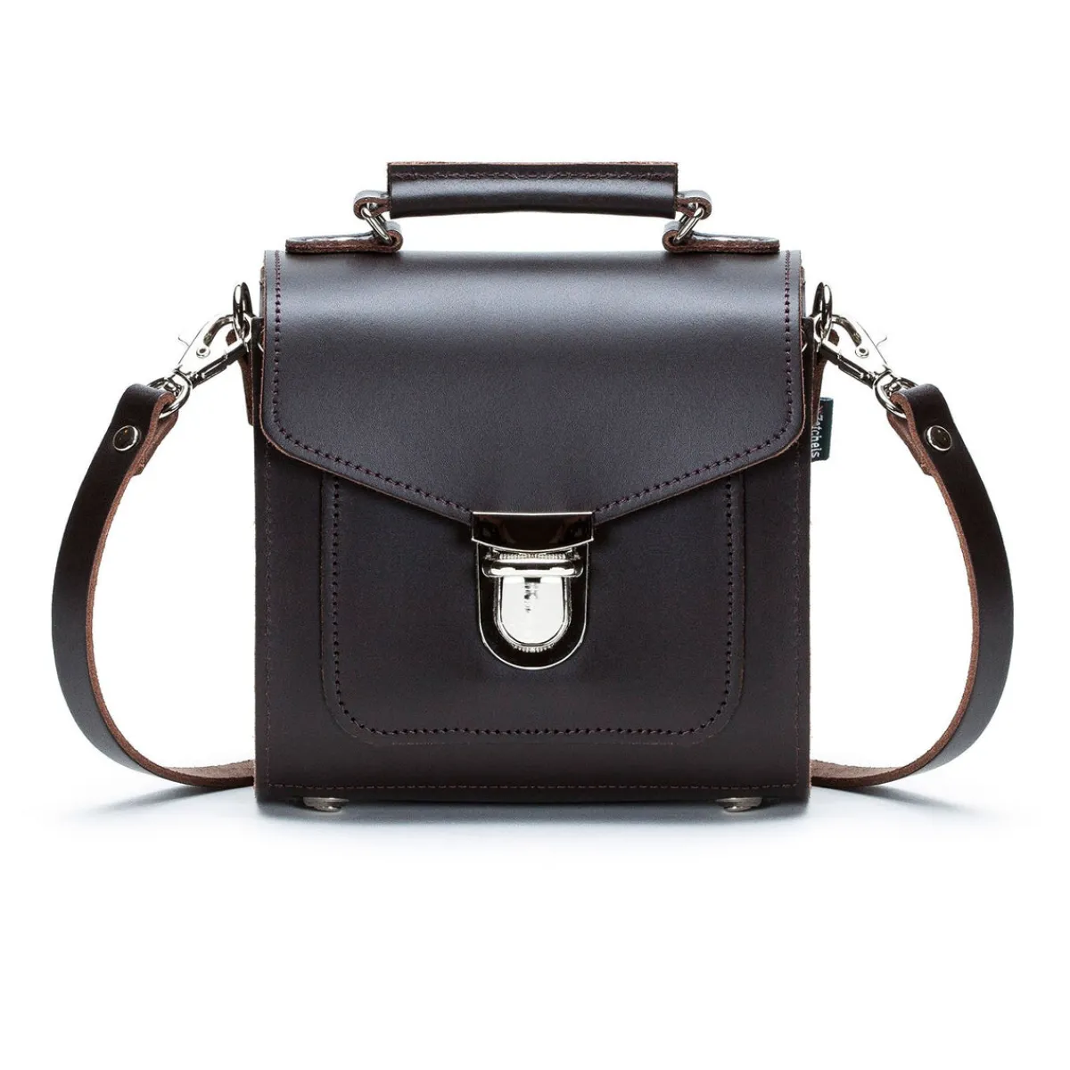 Zatchels Handmade Leather Sugarcube Handbag - Dark Brown>Women Cross Body Bags|Sugarcubes