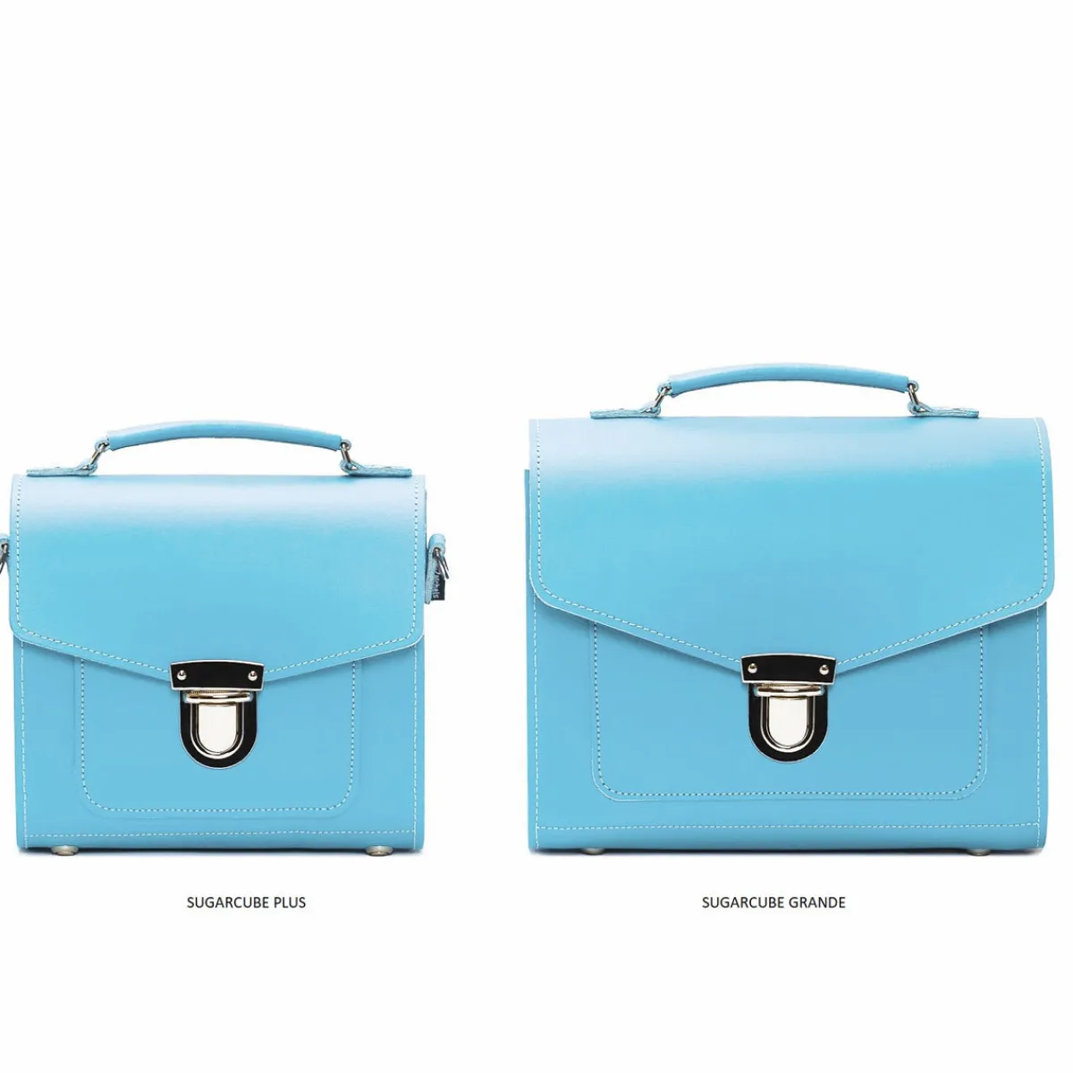 Zatchels Handmade Leather Sugarcube Handbag - Pastel Baby Blue><noscript><img width=