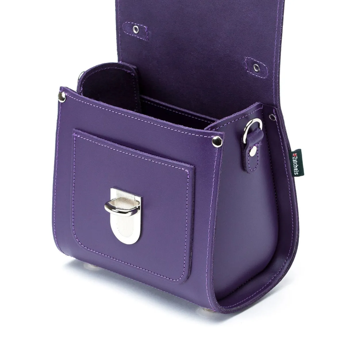 Zatchels Handmade Leather Sugarcube Handbag - Purple><noscript><img width=