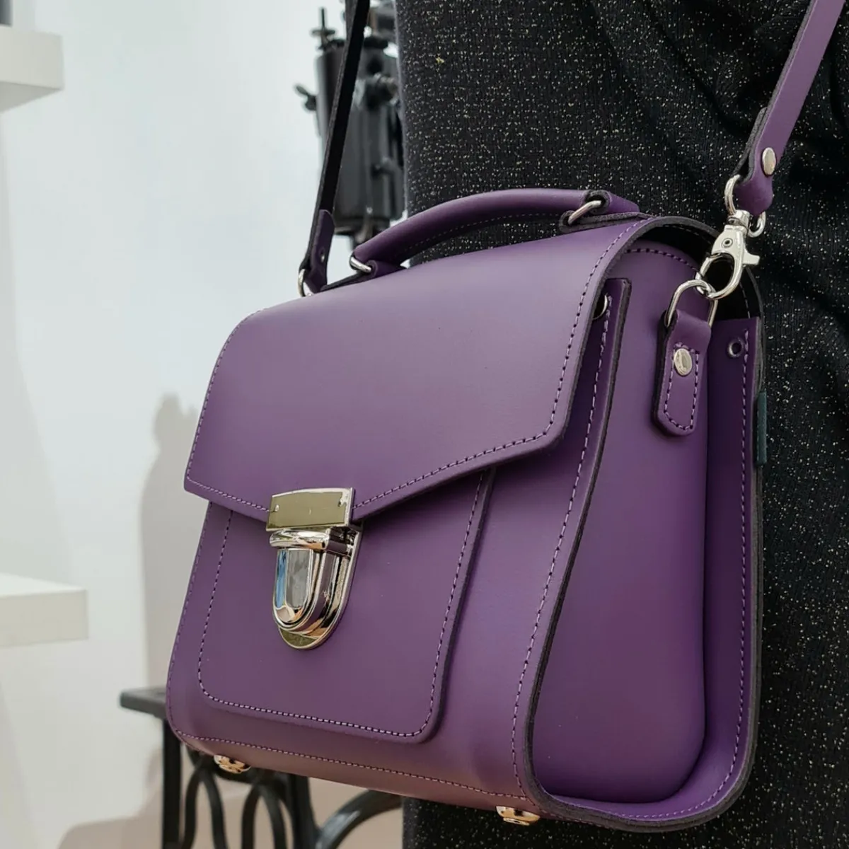 Zatchels Handmade Leather Sugarcube Handbag - Purple><noscript><img width=