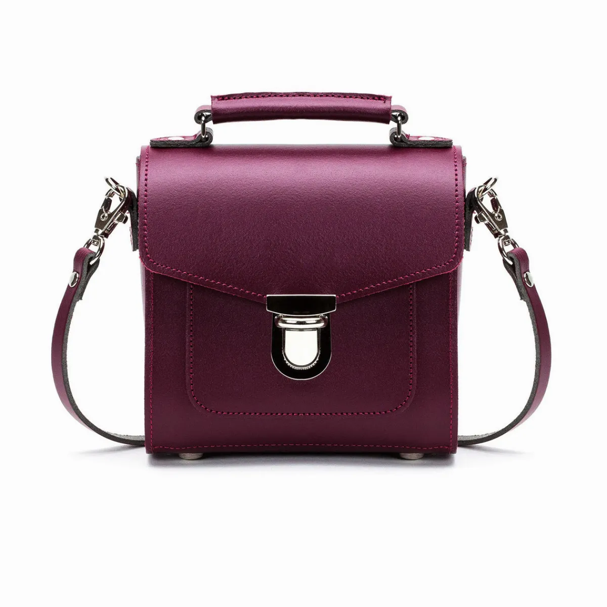Zatchels Handmade Leather Sugarcube Handbag - Marsala Red>Women Cross Body Bags|Sugarcubes
