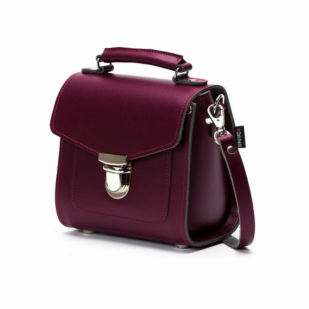 Zatchels Handmade Leather Sugarcube Handbag - Marsala Red>Women Cross Body Bags|Sugarcubes