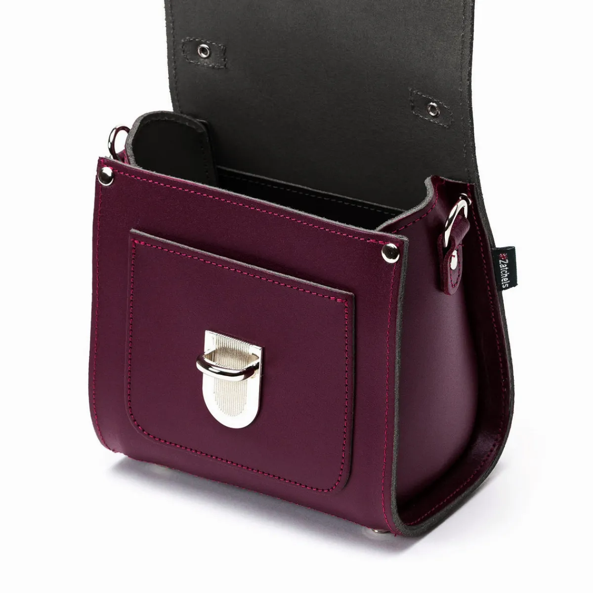 Zatchels Handmade Leather Sugarcube Handbag - Marsala Red><noscript><img width=
