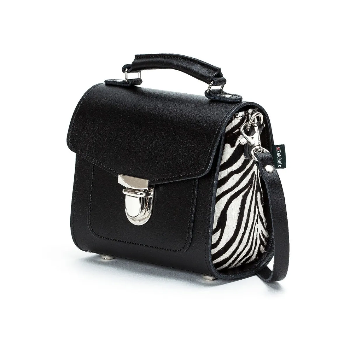 Zatchels Handmade Leather Sugarcube Handbag - Zebra>Women Cross Body Bags|Sugarcubes